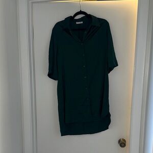 Women’s Silk Green Button-down Nightgown